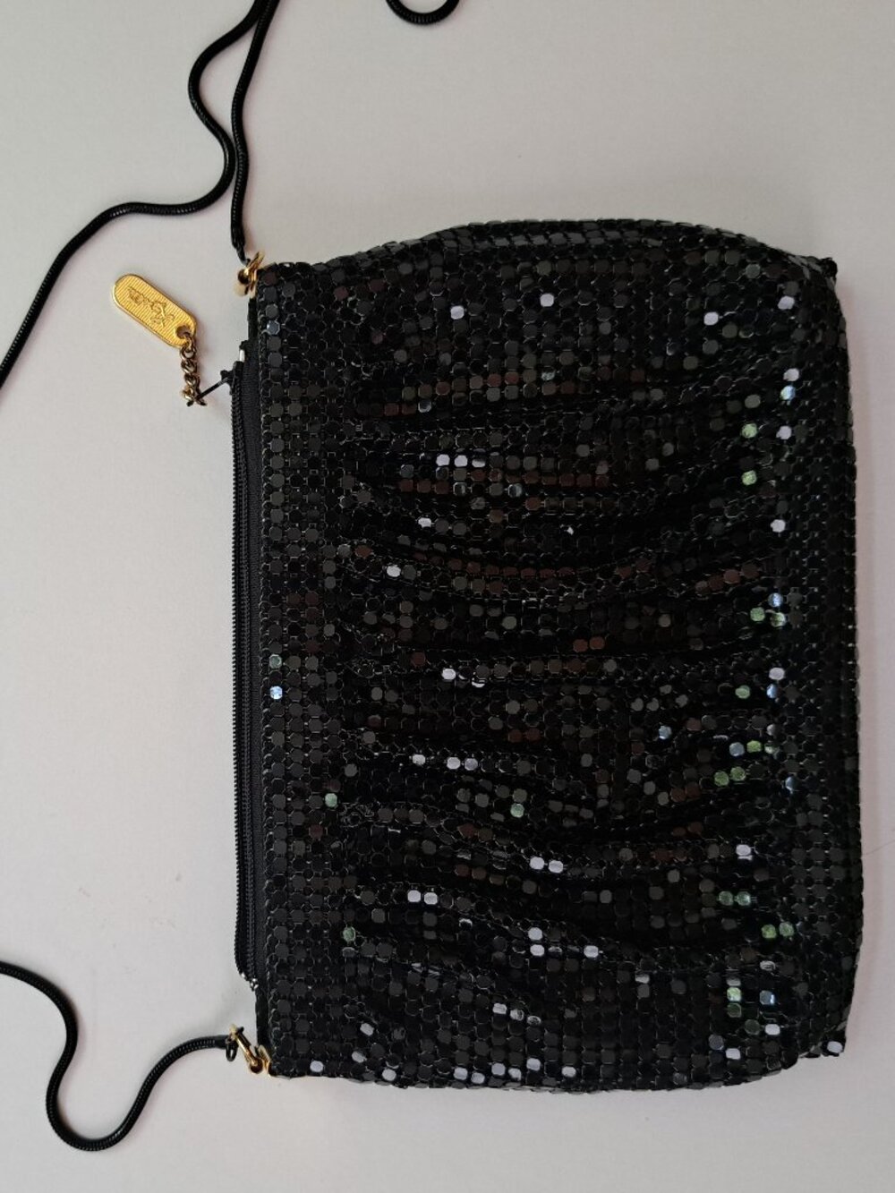 Black metal mesh shoulder bag